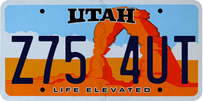 UT license plate Z754UT