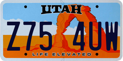 UT license plate Z754UW