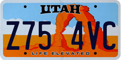 UT license plate Z754VC