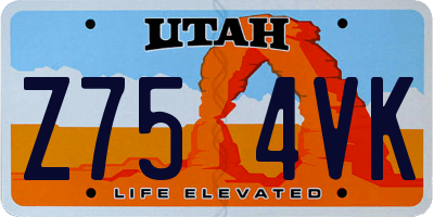 UT license plate Z754VK