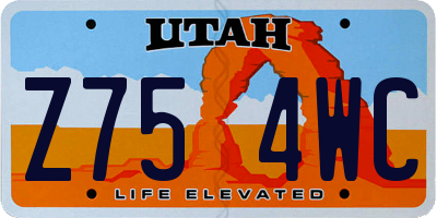 UT license plate Z754WC