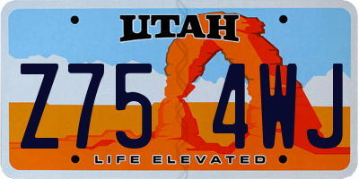 UT license plate Z754WJ