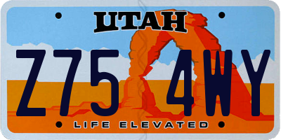 UT license plate Z754WY