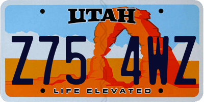 UT license plate Z754WZ