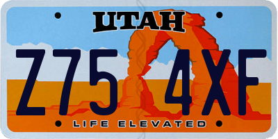 UT license plate Z754XF
