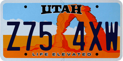 UT license plate Z754XW