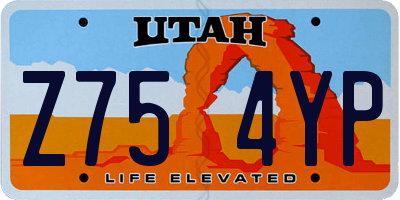 UT license plate Z754YP