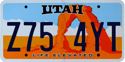 UT license plate Z754YT