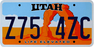 UT license plate Z754ZC