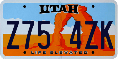 UT license plate Z754ZK