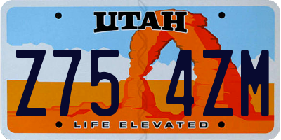 UT license plate Z754ZM