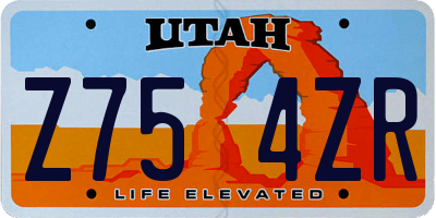 UT license plate Z754ZR