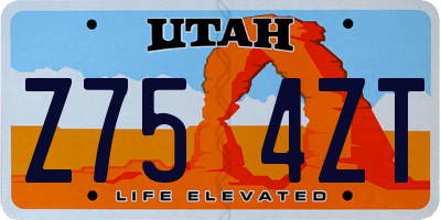 UT license plate Z754ZT
