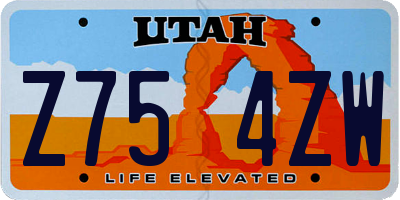 UT license plate Z754ZW
