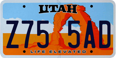 UT license plate Z755AD