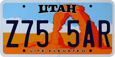 UT license plate Z755AR