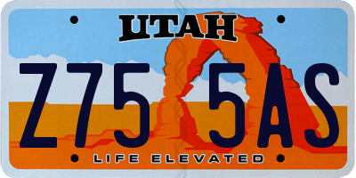 UT license plate Z755AS