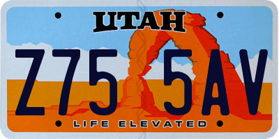 UT license plate Z755AV