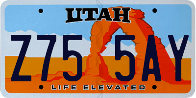 UT license plate Z755AY
