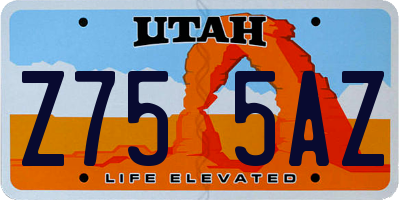UT license plate Z755AZ