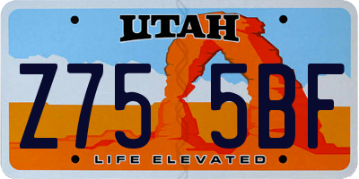 UT license plate Z755BF