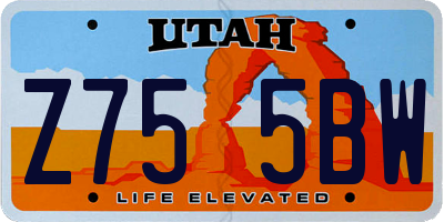 UT license plate Z755BW