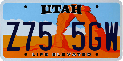 UT license plate Z755GW