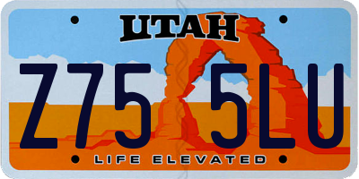 UT license plate Z755LU