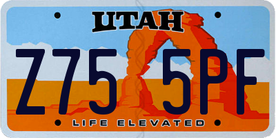 UT license plate Z755PF