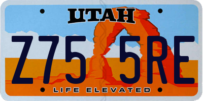 UT license plate Z755RE