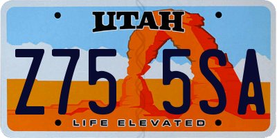 UT license plate Z755SA