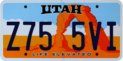 UT license plate Z755VI