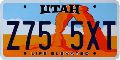 UT license plate Z755XT