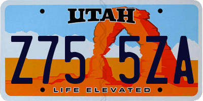 UT license plate Z755ZA