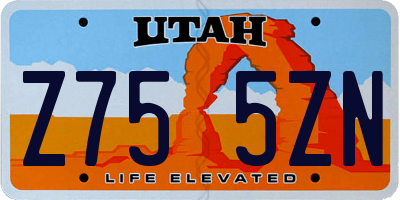 UT license plate Z755ZN