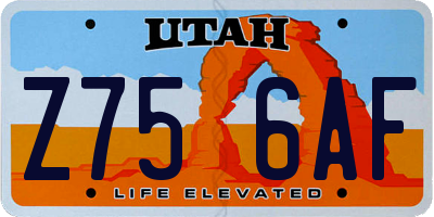 UT license plate Z756AF