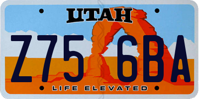 UT license plate Z756BA