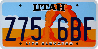UT license plate Z756BF