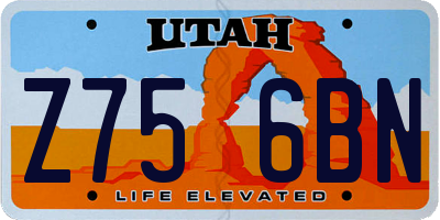 UT license plate Z756BN