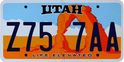 UT license plate Z757AA