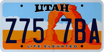 UT license plate Z757BA