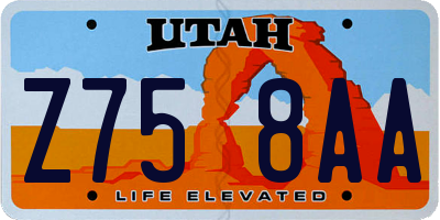 UT license plate Z758AA