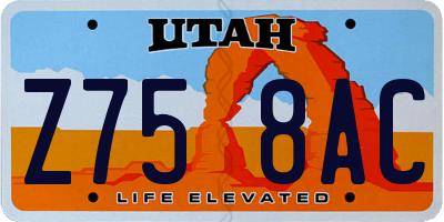 UT license plate Z758AC