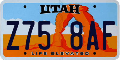 UT license plate Z758AF