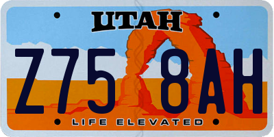 UT license plate Z758AH