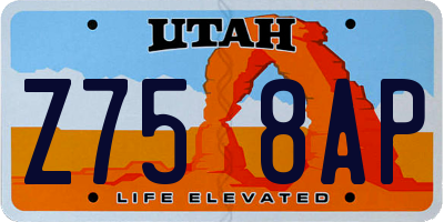 UT license plate Z758AP