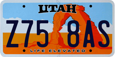 UT license plate Z758AS