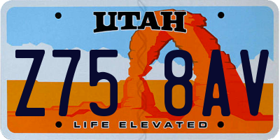 UT license plate Z758AV
