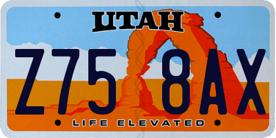 UT license plate Z758AX