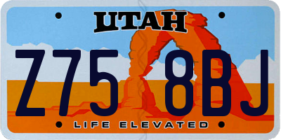 UT license plate Z758BJ